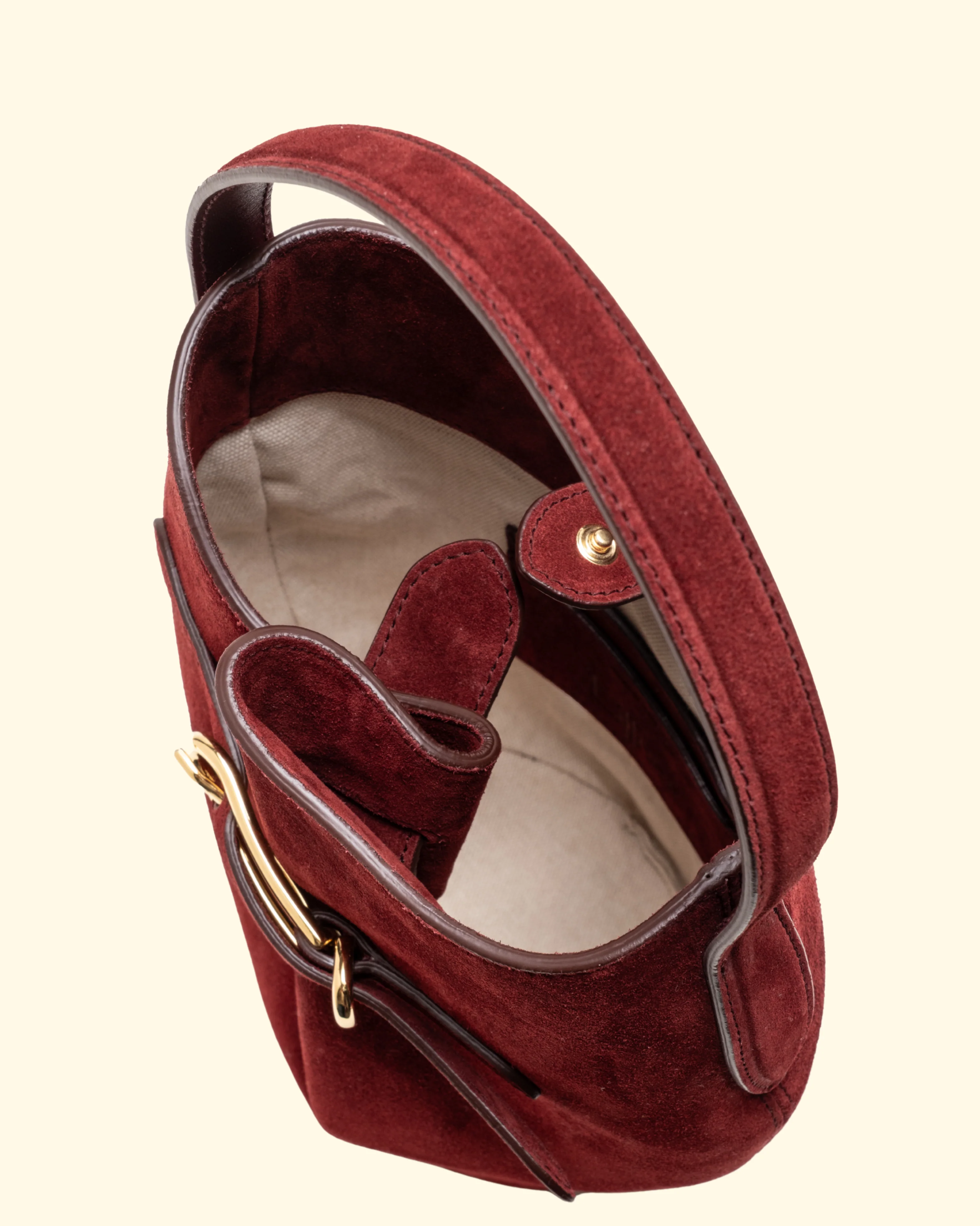 Belted Bucket Bag Mini | Maroon Suede - Image 3