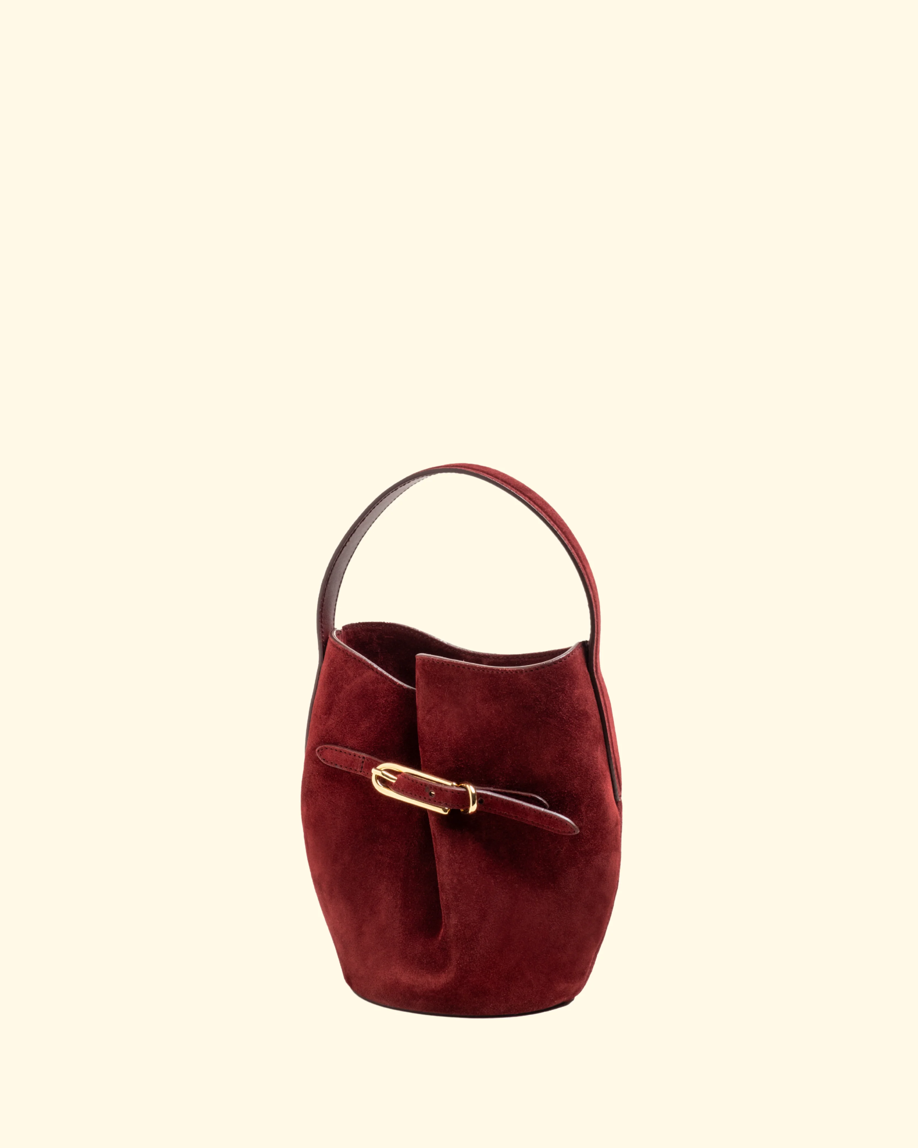 Belted Bucket Bag Mini | Maroon Suede - Image 4