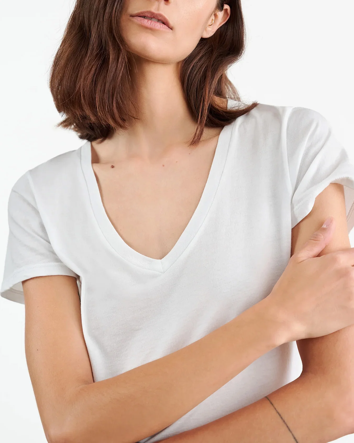 Carol V-Neck Tee Shirt | White - Image 5