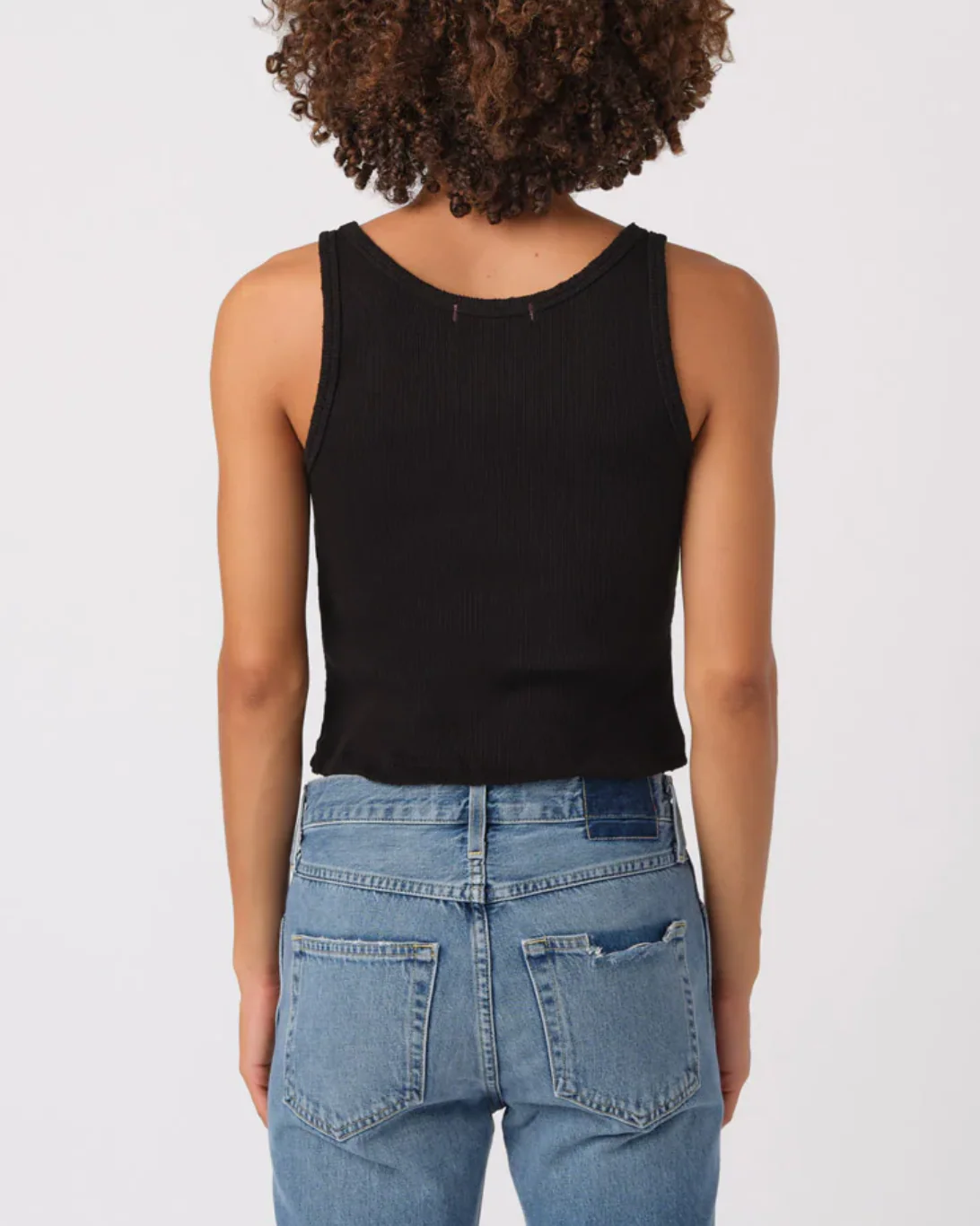 Crop Rib Tank | Black - Image 3
