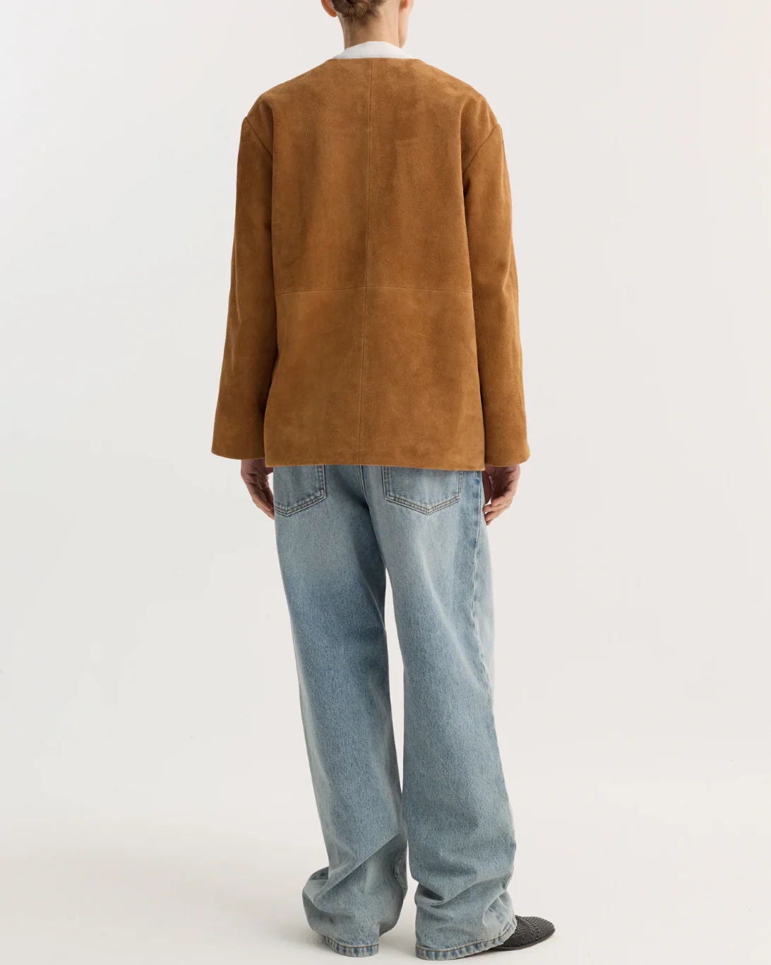 Mandarin Textured Suede Jacket | Cognac - Image 3