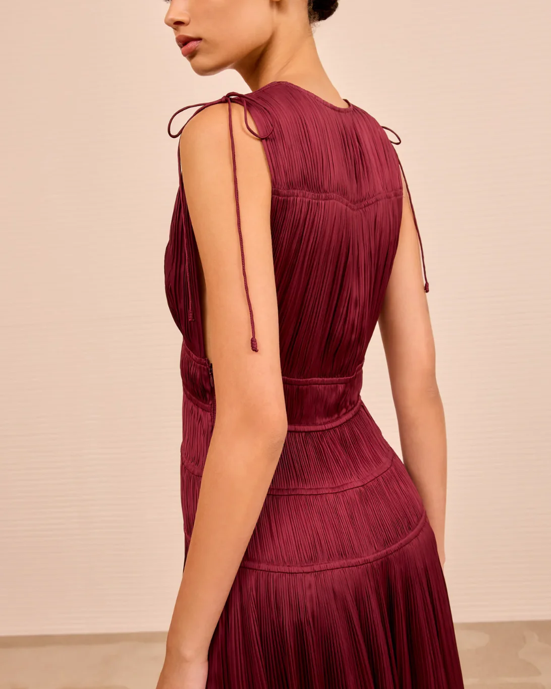 Tasneem Deep V Gown | Claret - Image 5
